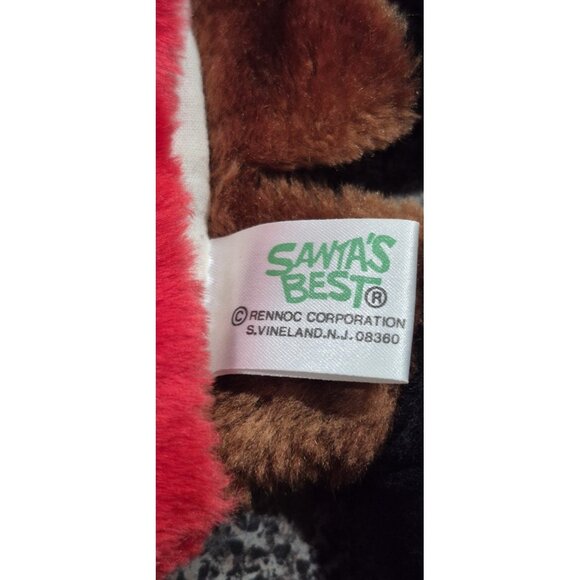 Vintage Christmas Stocking Reindeer Plush Hand Puppet Santas Best Brown - Picture 4 of 9